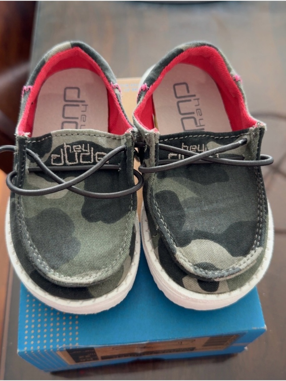 Hey Dude Kids Camo Slip-On Sneakers with Pink Lining
